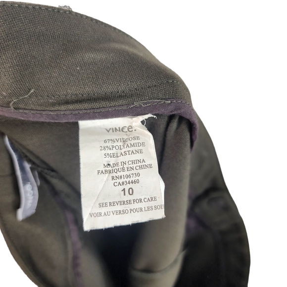 VINCE Womens 10 Stretchy Dress Work Pants Faux Zippers Skinny Leg Olive Green - Picture 4 of 6